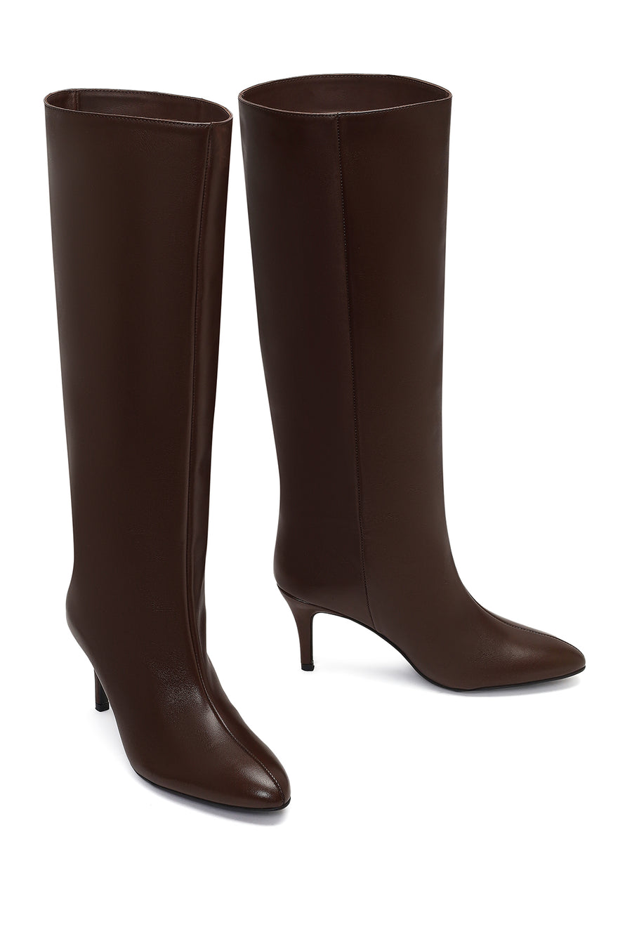 Woman Brown Thin-Heeled Leather Boots