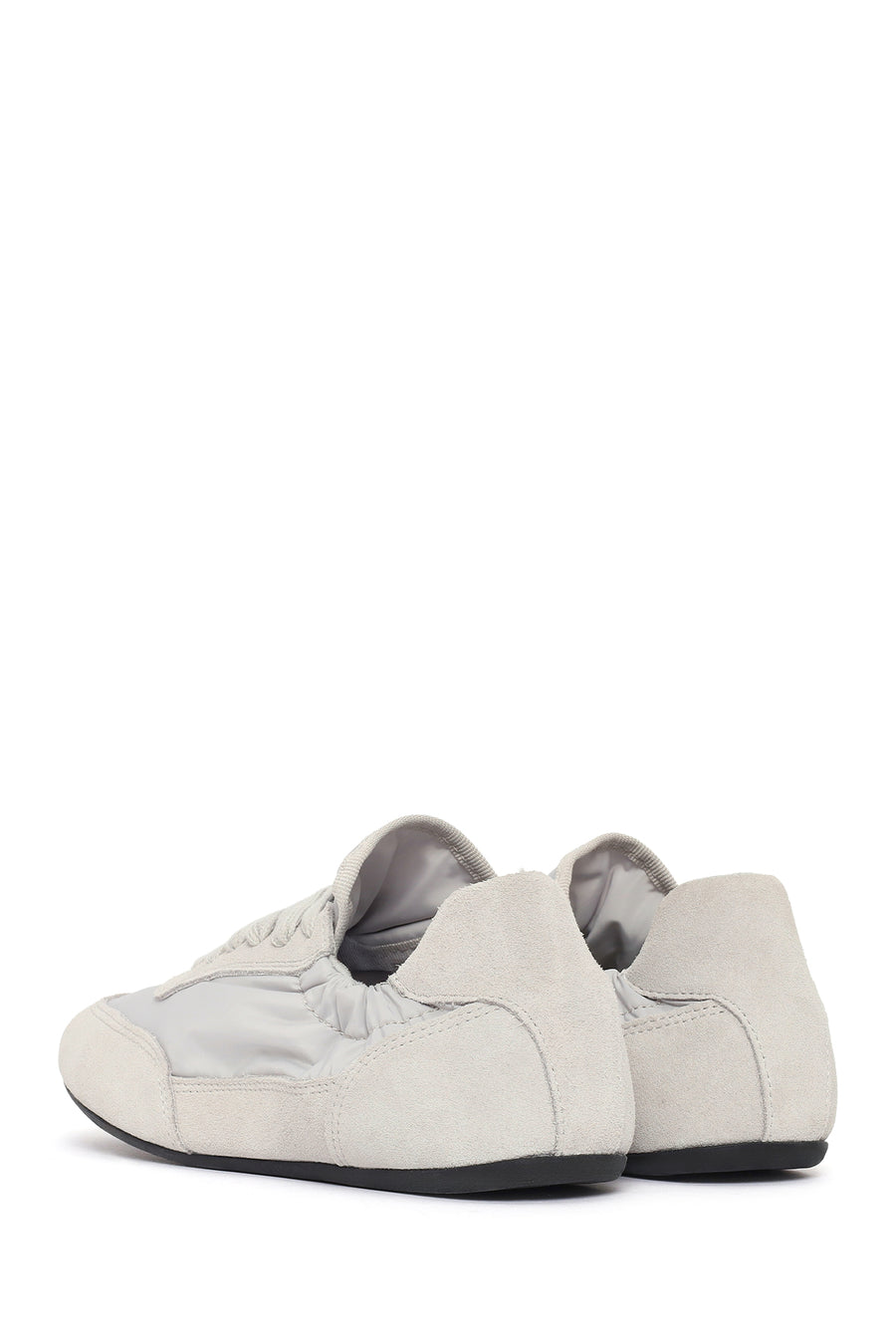 Kadın Gri Bağcıklı Deri Sneaker