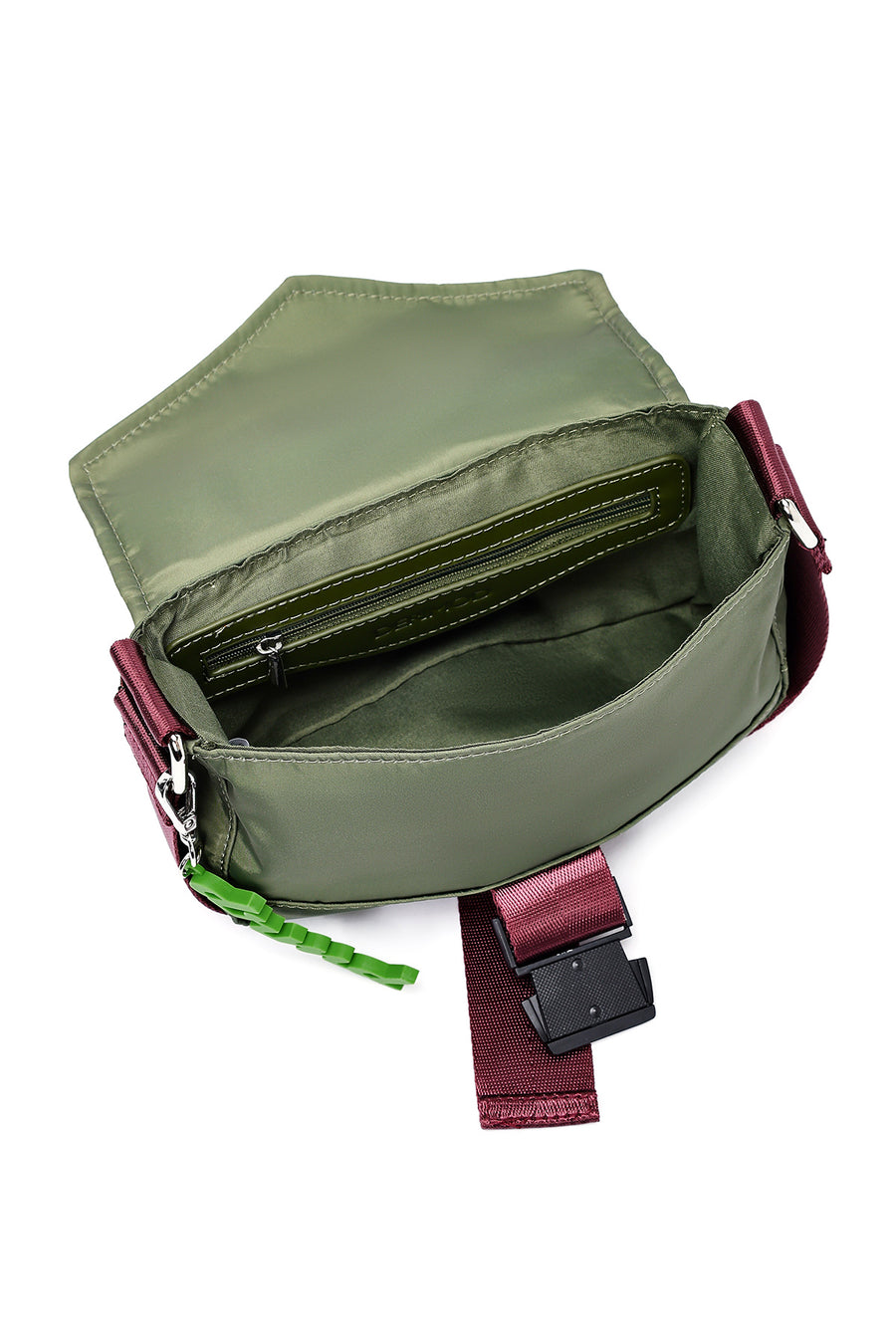 Women's Green Long Strap Mini Fabric Crossbody Bag