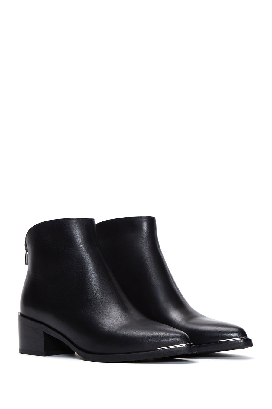 Women's Black Leather Heeled Classic Boots