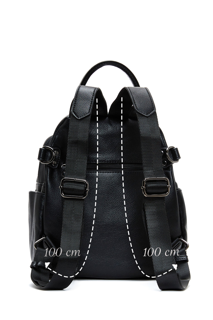 Woman Black Long-Strap Backpack
