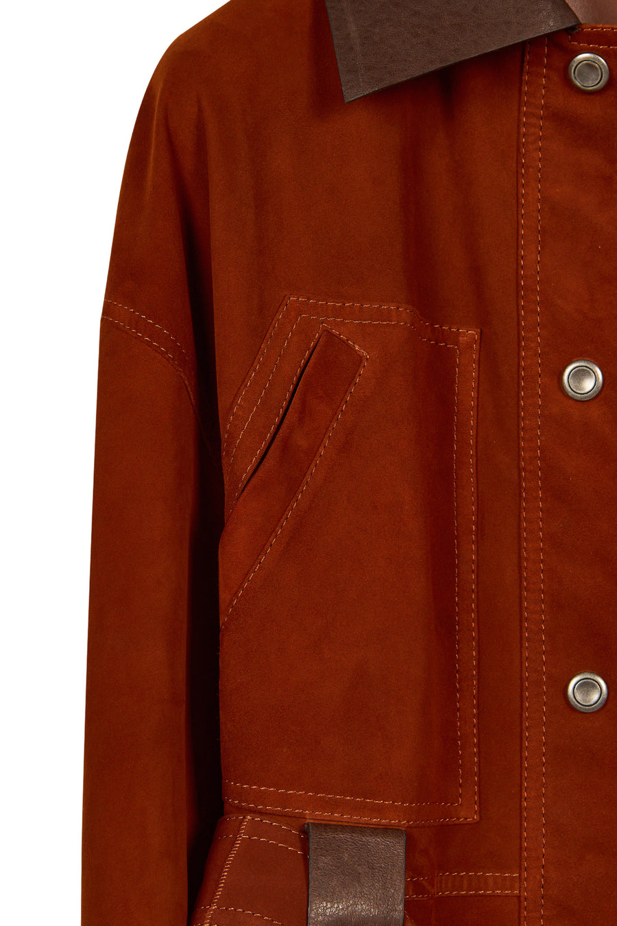 Capri Woman Cinnamon Shirt Collar Short Suede Leather Jacket