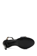 Women's Black Leather Heeled Sandals | Derimod