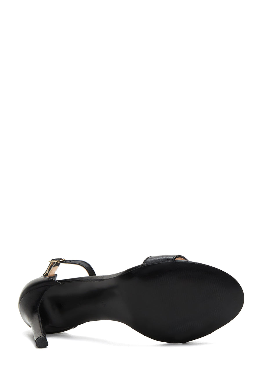 Women's Black Leather Heeled Sandals
