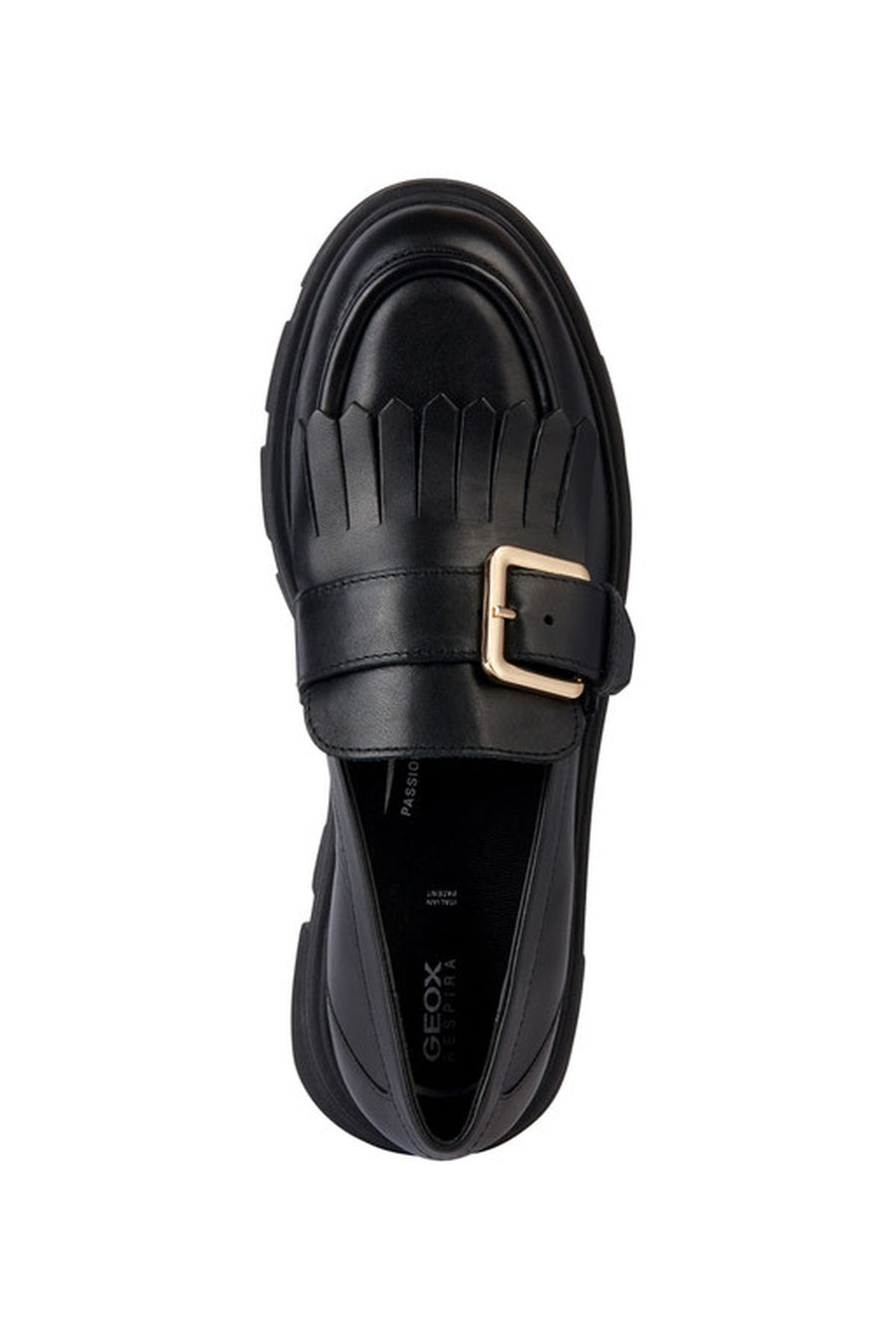 Geox Women's Black Vilde Leather Masculine Loafer