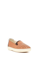 Woman Tan Leather Comfort Shoes | Derimod