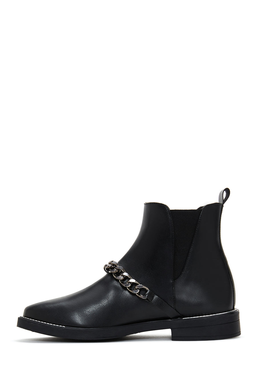 Women's Black Chain Detailed Chelsea Boots