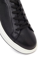 Erkek Siyah Bağcıklı Deri Sneaker | Derimod
