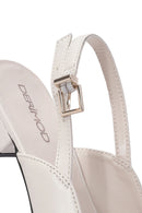 Women's Cream Open-Back Buckle Ballet Flats | Derimod