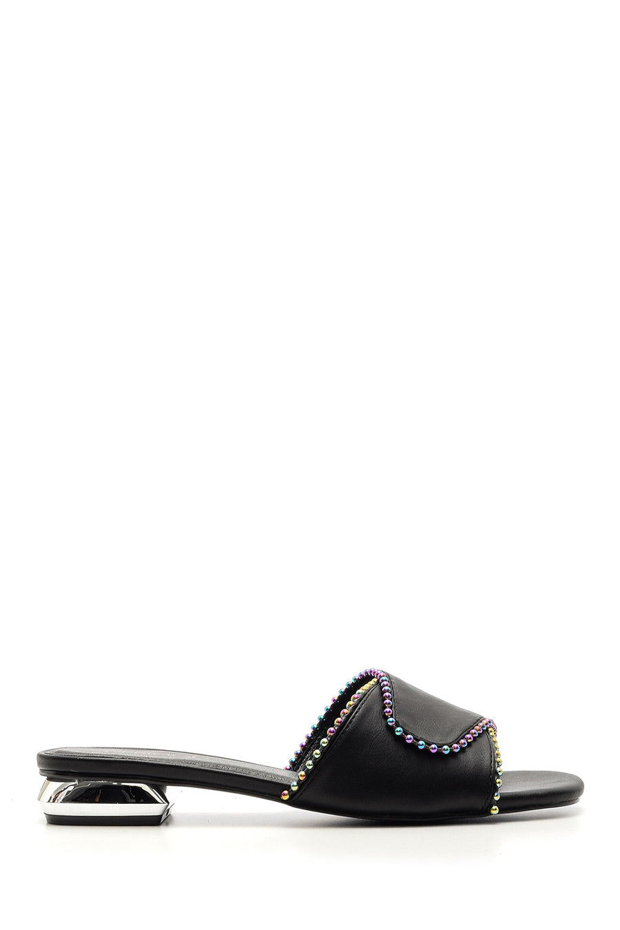 Women's Metal Heeled Colorful Stone Slippers 19SFD205418 | Derimod