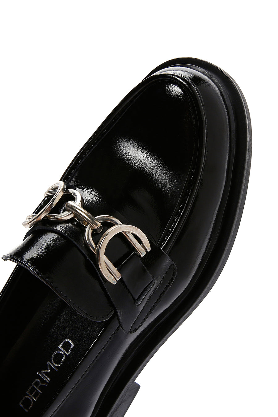 Women's Black Chain Detailed Leather Masculine Loafer