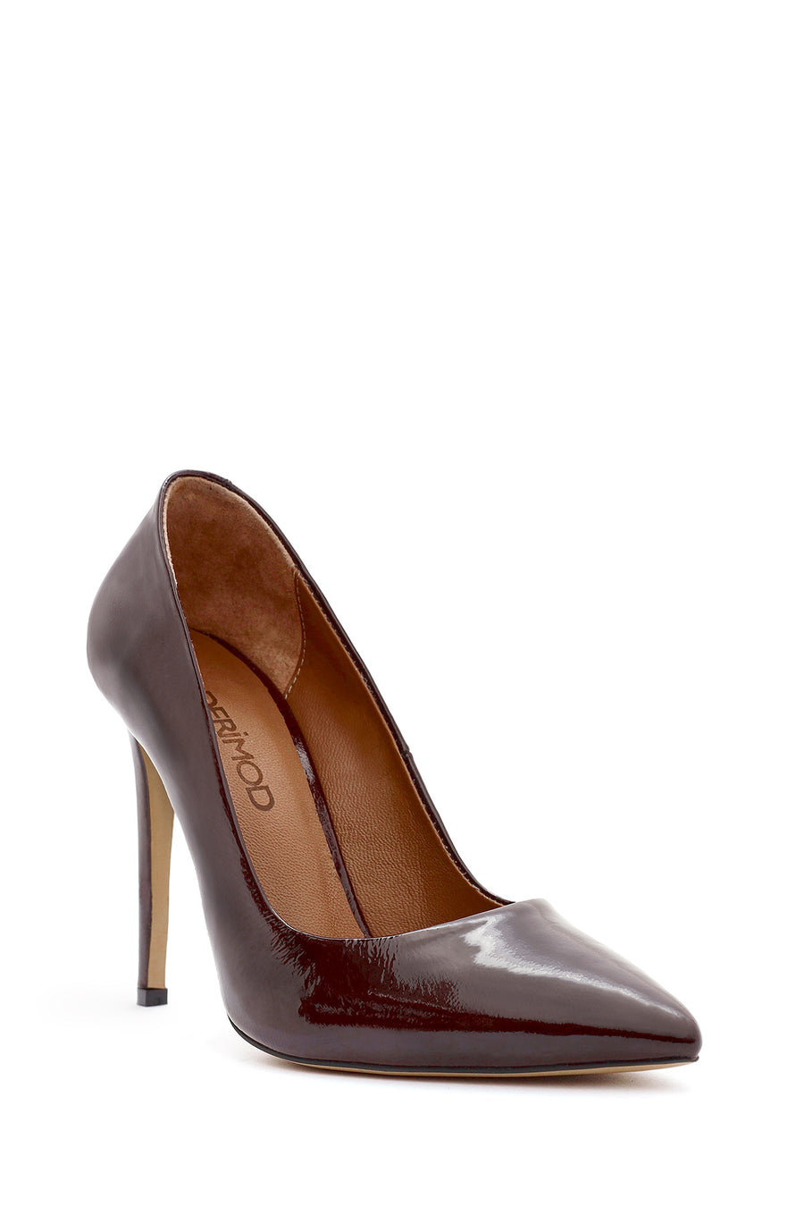 Women's Burgundy High Thin Heel Patent Leather Stiletto