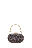 Women's Pink Leopard Pattern Long Strap Mini Clutch Evening Bag | Derimod