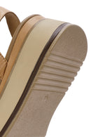 Women's Tan Ankle Strap Thick Soled Leather Sandals | Derimod
