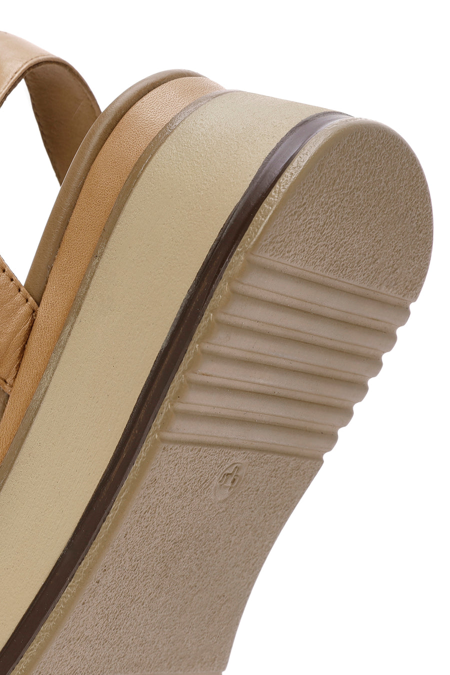 Women's Tan Ankle Strap Thick Soled Leather Sandals