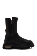 Harley Davidson Woman Black River Zip Closure Thick-Soled Leather Boots | Derimod