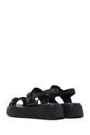 Women's Black Buckle Thick-Soled Leather Comfort Sandals | Derimod