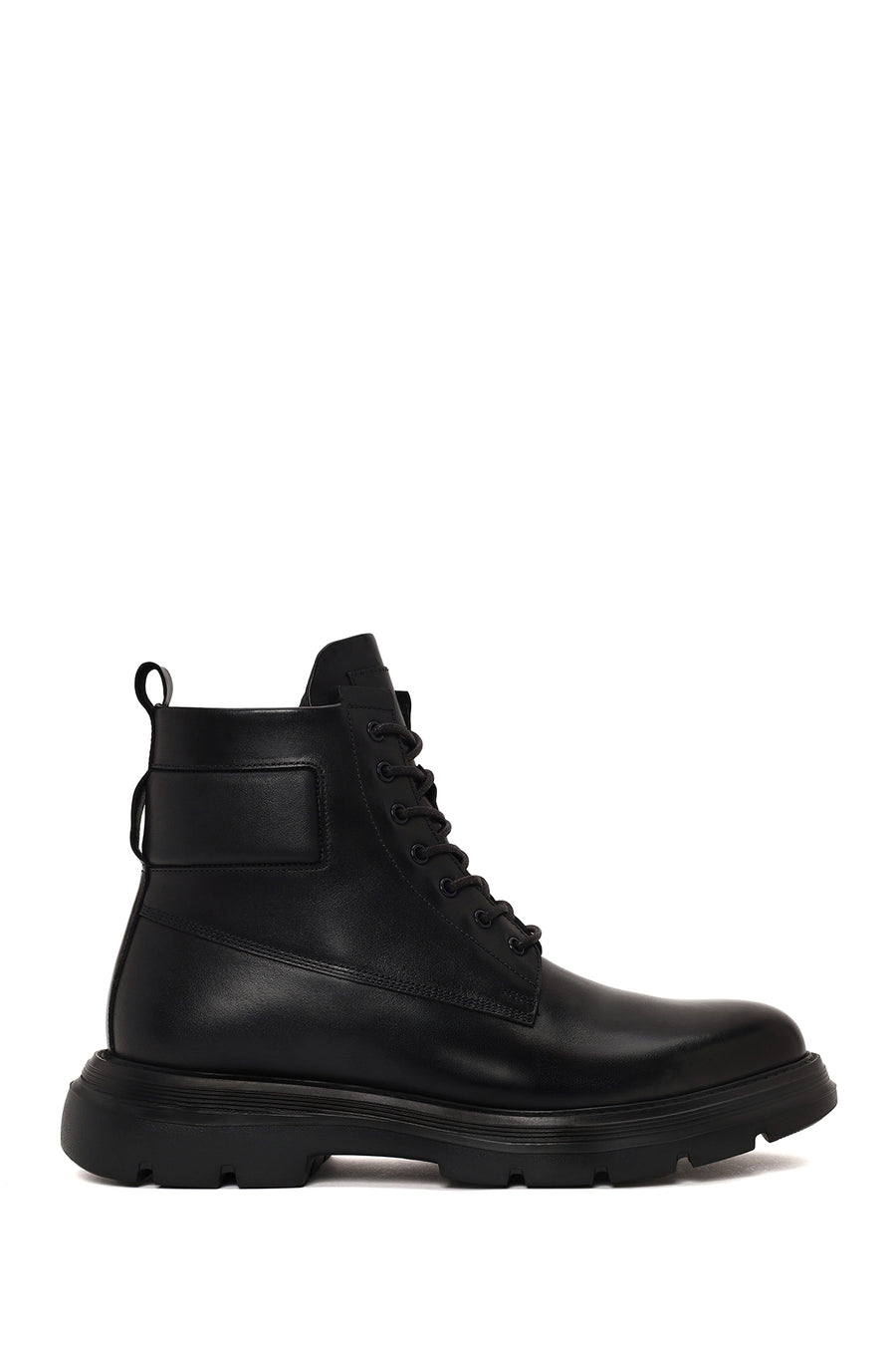 Male Black Lace-Up Zip Closure Thick-Soled Leather Casual Boots WM710019DV | Derimod