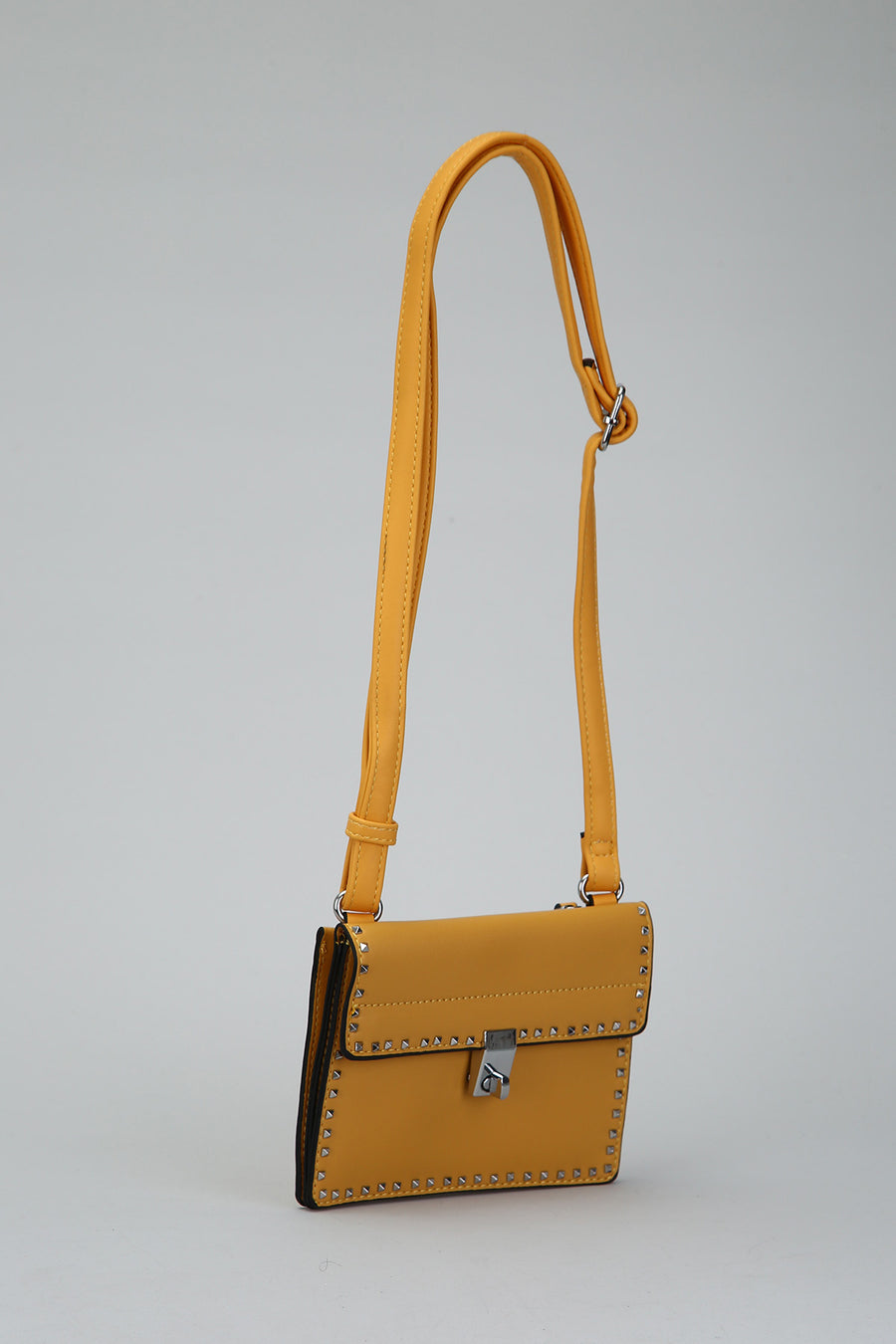 Yellow Women's Crossbody Bag with Staple Detail