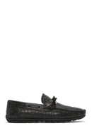 Erkek Siyah Kroko Desenli Deri Casual Loafer | Derimod
