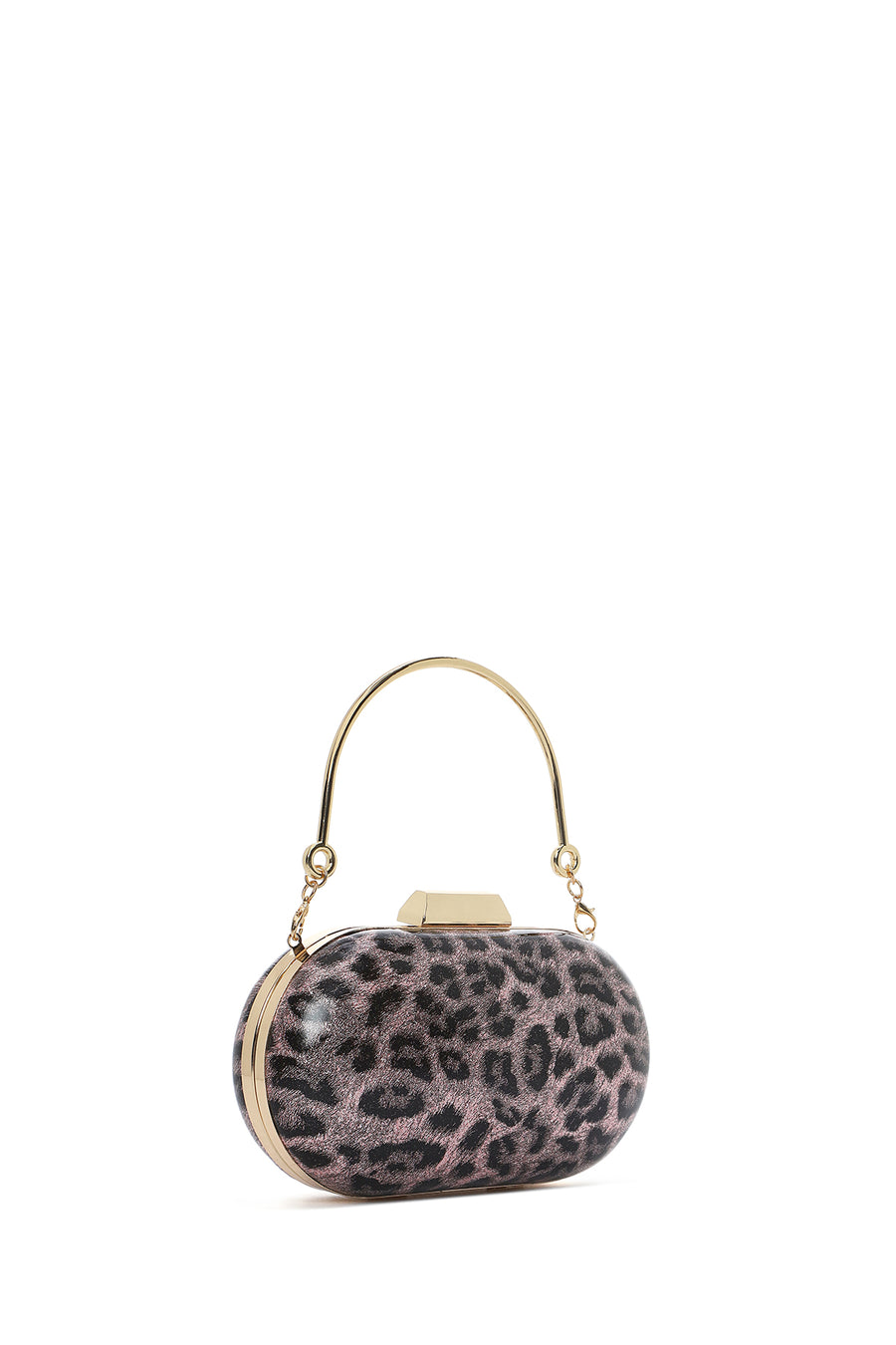 Women's Pink Leopard Pattern Long Strap Mini Clutch Evening Bag