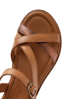 Women's Tan Leather Ankle Buckle Sandals | Derimod