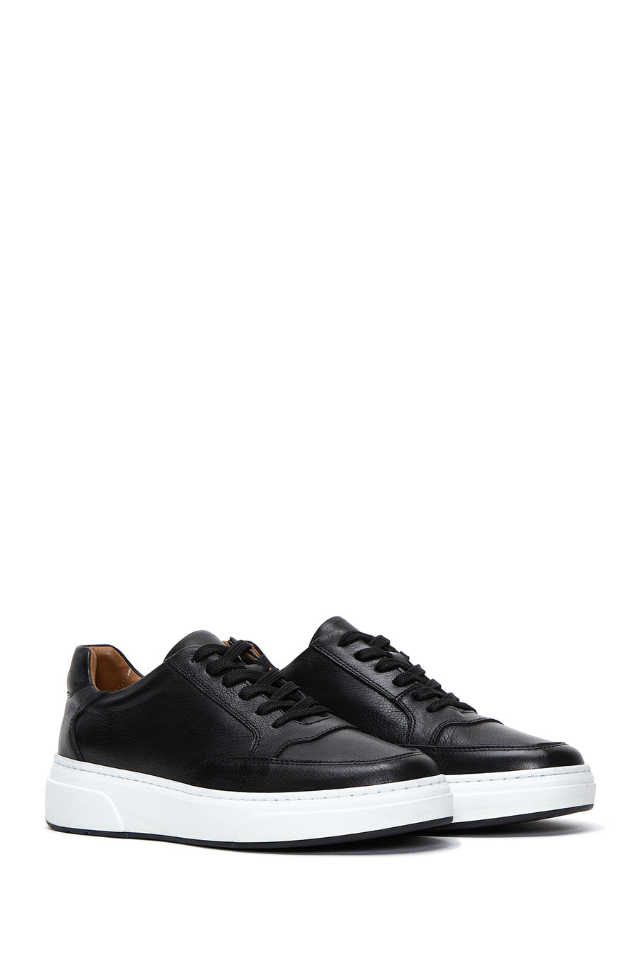 Men's Black Lace-up Leather Sneaker