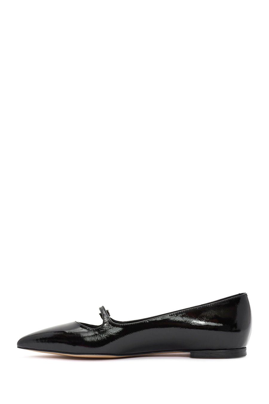 Women's Black Accessory Detailed Patent Leather Ballerinas