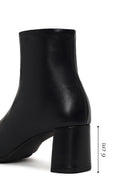 Derimod Flex Woman Black Zip Closure Chunky-Heeled Leather Boots | Derimod