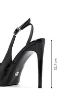 Women's Black Ankle Strap Open Back Thin Heeled Patent Leather Shoes | Derimod