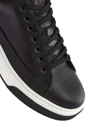 Men's Black Lace-Up Thick Sole Leather Sneakers | Derimod