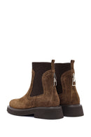 Women's Tan Suede Leather Chelsea Boots | Derimod