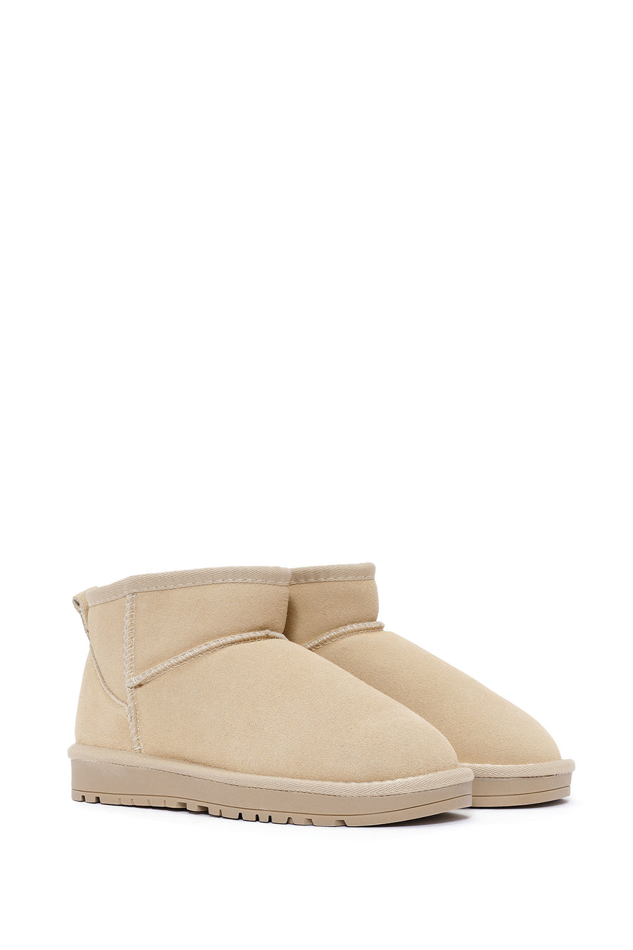 Women's Cream Short Suede Boots