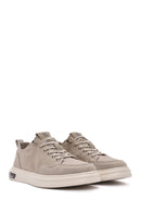 Erkek Bej Bağcıklı Desenli Kumaş Sneaker | Derimod