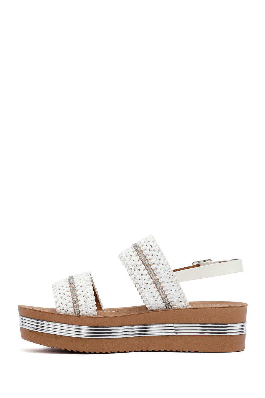 Women's White Thick-Soled Braided Sandals