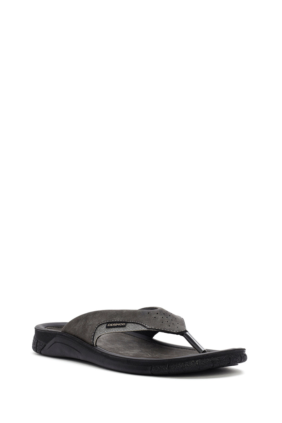 Men's Gray Flip Flop Nubuck Leather Slippers