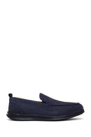 Male Navy Nubuck Leather Loafer | Derimod