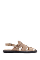Woman Beige Suede Leather Sandals | Derimod