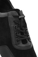 Men's Black Thick Sole Lace Up Suede Leather Sneaker | Derimod