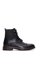 Men's Black Leather Zippered Boots | Derimod