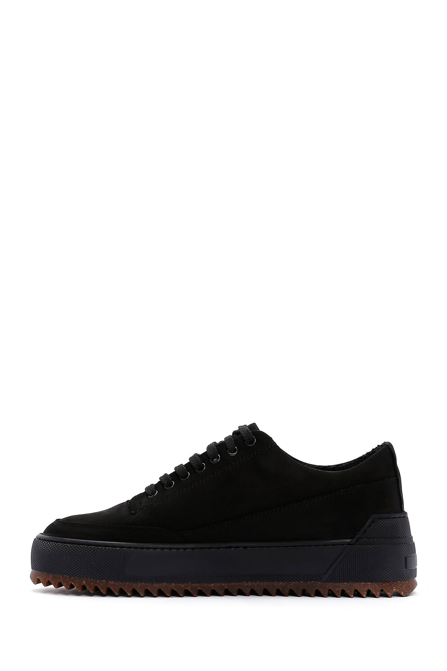 Men's Black Thick Sole Nubuck Leather Casual Sneaker
