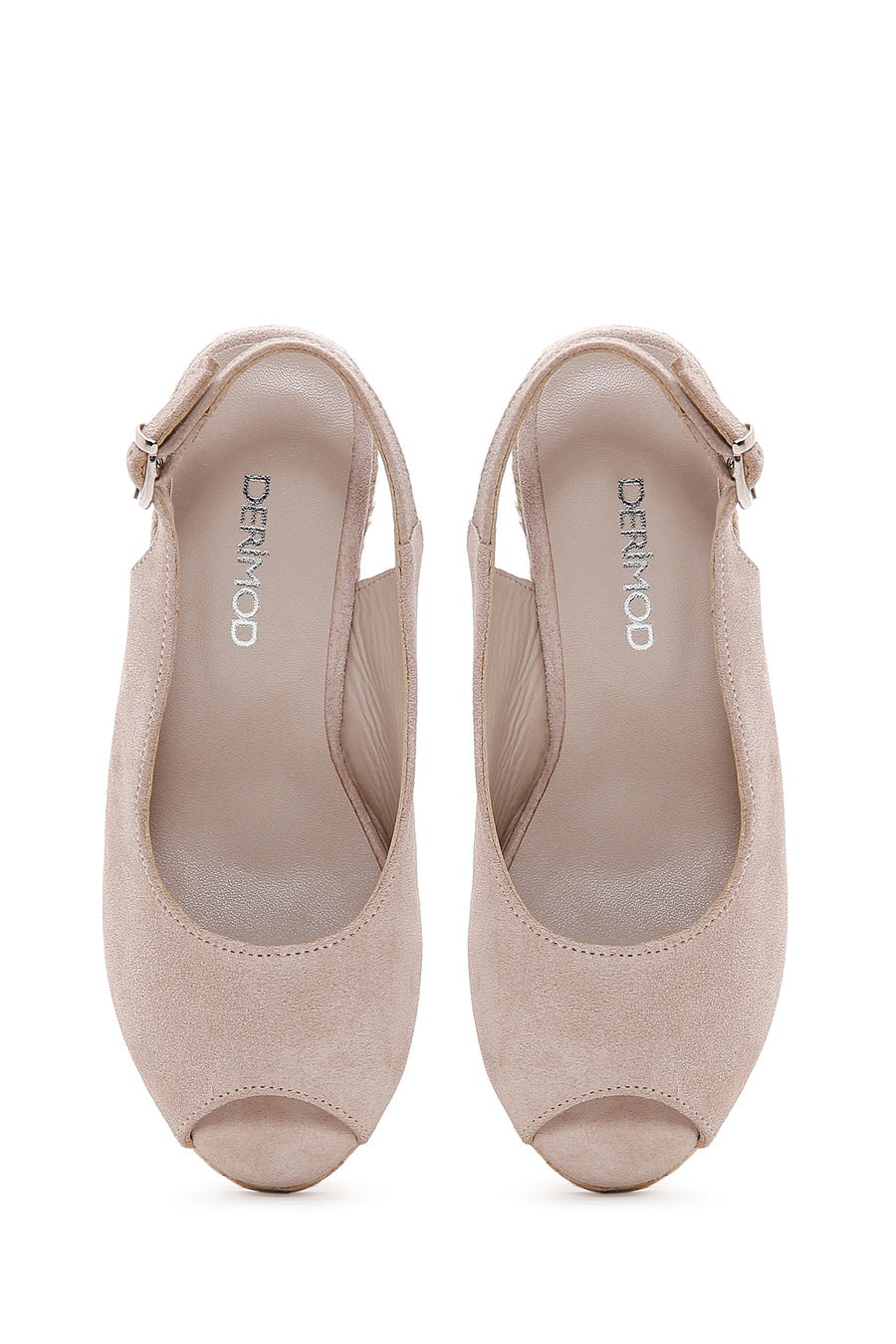 Women's Beige Lace-Up Wedge Heel Suede Leather Espadrilles