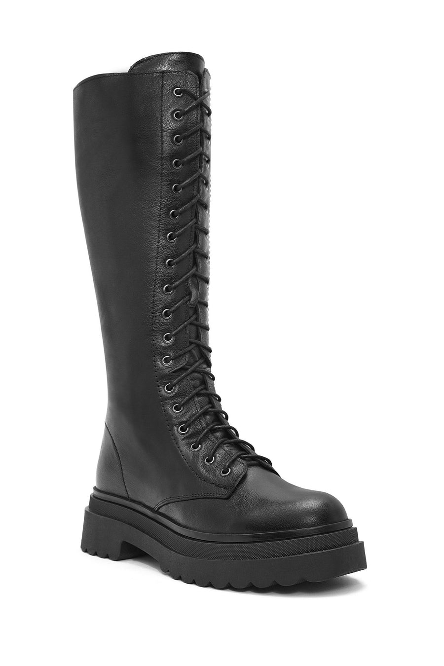 Women's Black Zippered Leather Boots