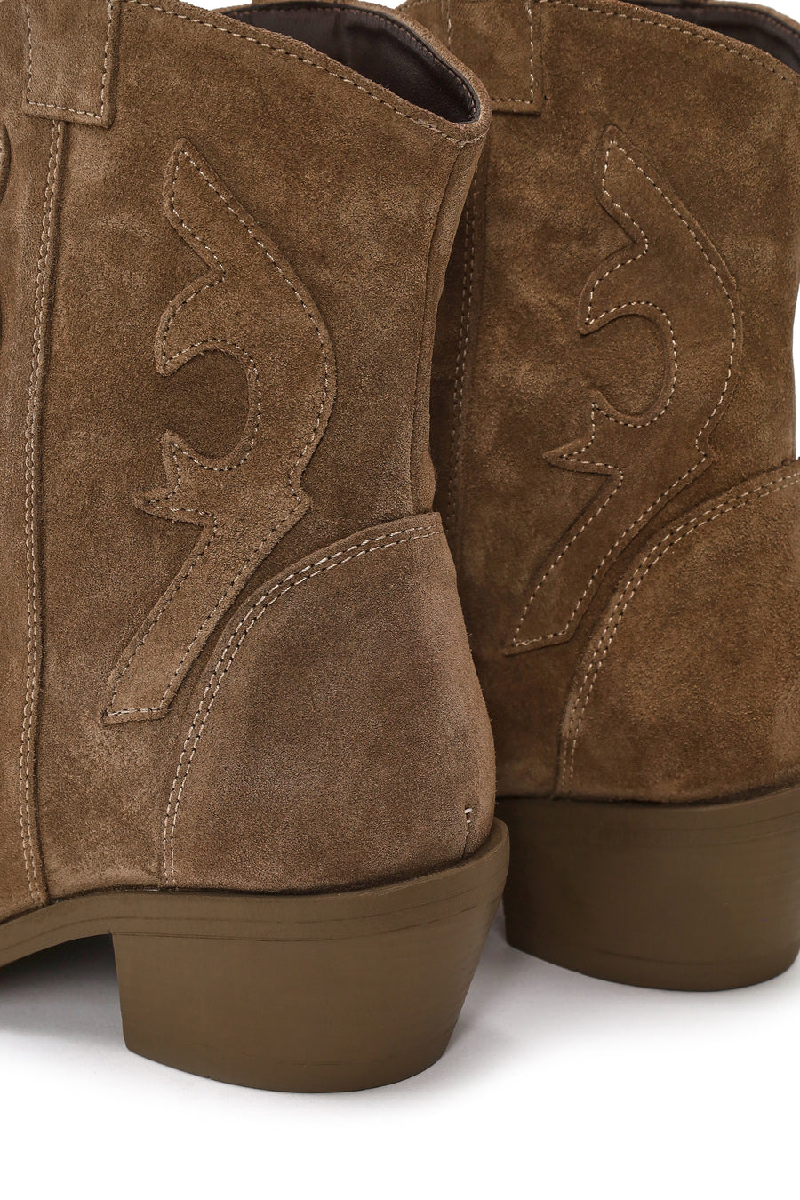 Woman Walnut Thick Heeled Suede Cowboy Boots