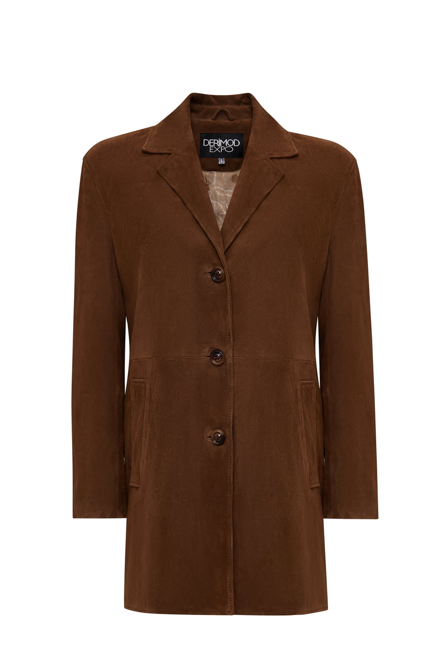 Emma Women's Brown Suede Leather Coat 25WGE56061B | Derimod