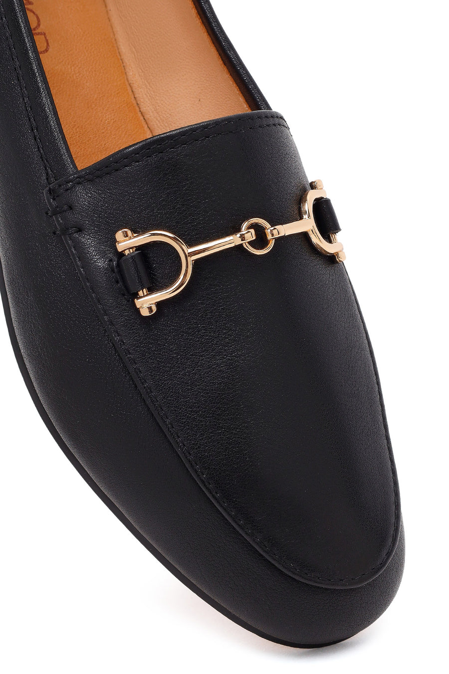 Women's Black Buckle Leather Loafer