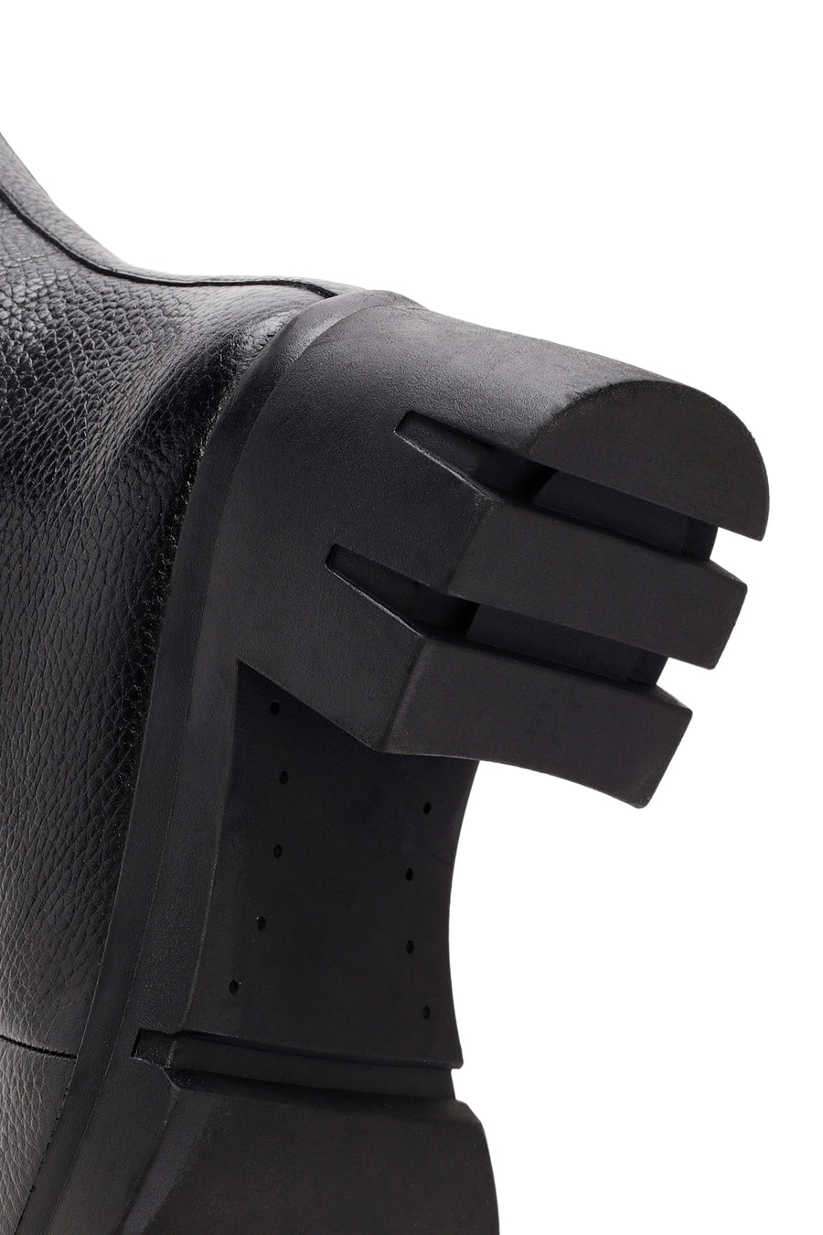 Women's Black Zippered Thick Heeled Leather Boots
