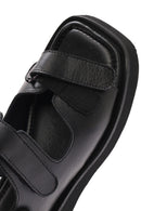 Women's Black Strappy Leather Sandals | Derimod