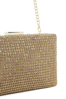 Women's Gold Long Strap Stone Mini Clutch Bag | Derimod