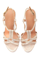 Women's Gold Silvery Heeled Sandals | Derimod